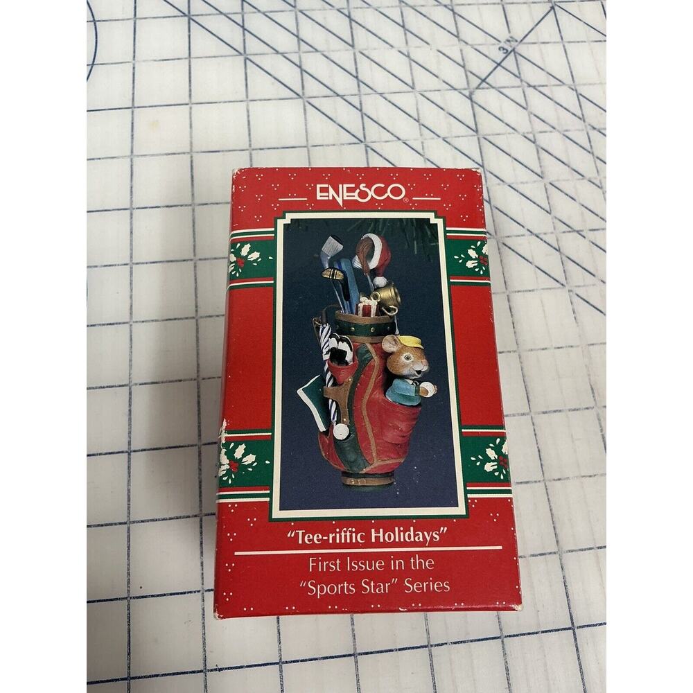 Enesco Sports Star Series Tee-riffic Holidays Golf Bag Christmas Ornament Mouse